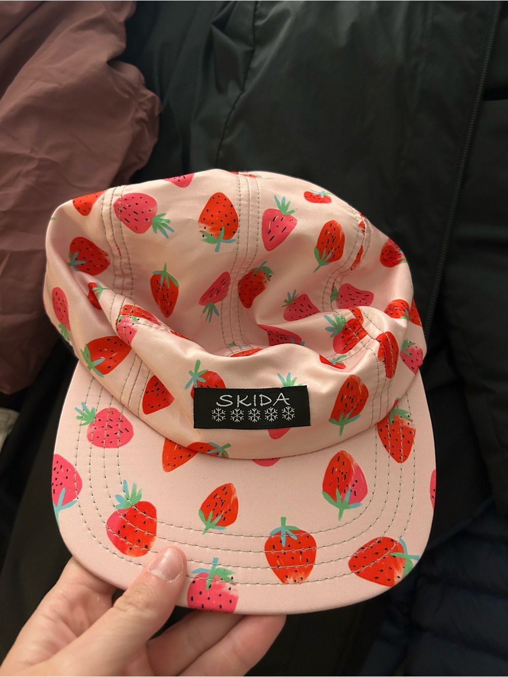Skida Pink Strawberry Print Five-Panel Hat